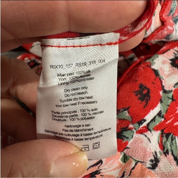 RIXO London 100% silk main red floral midi dress NWT - Picture 8 of 12